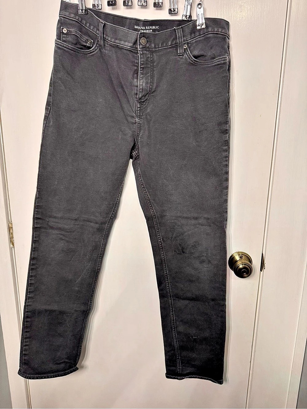 Banana Republic Traveler Slim Fit Jeans Straight Leg Gray Waist 35x32